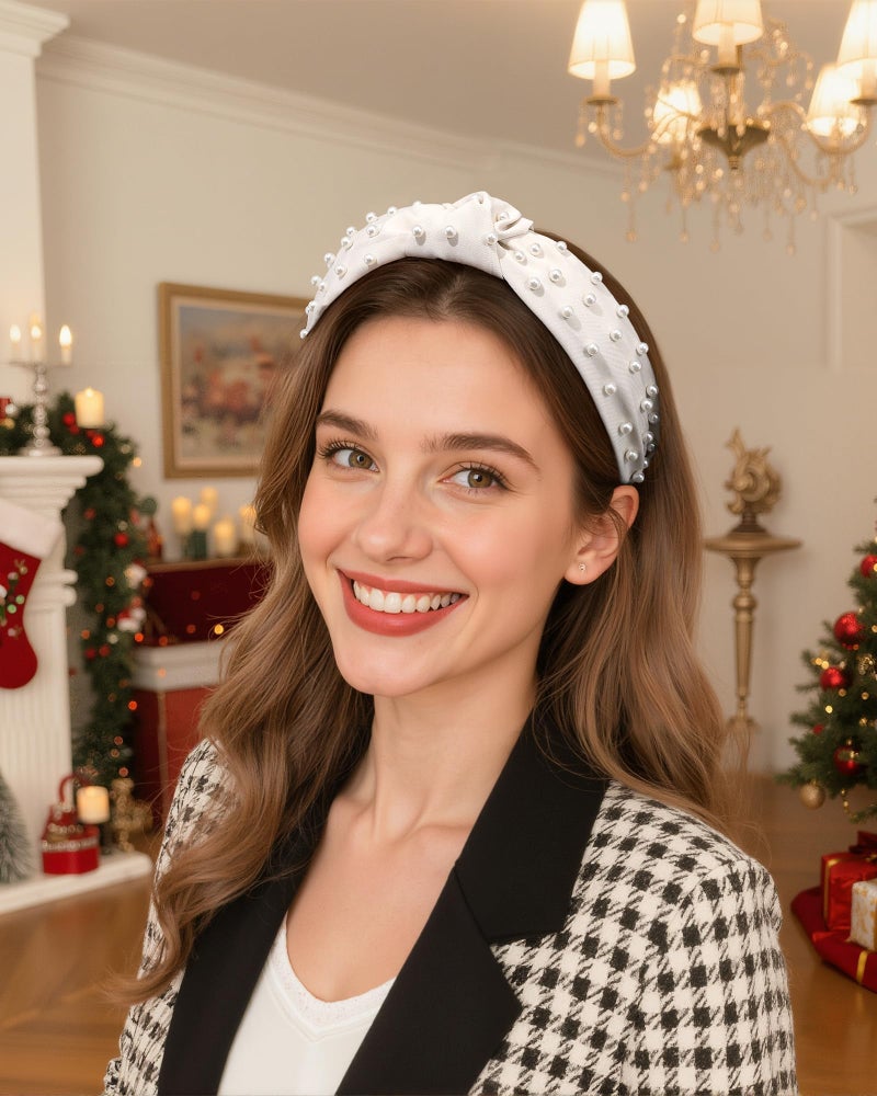 سي اتش ال اي انس اس مجموعة من 4 عصابات رأس نسائية أنيقة من CHLINS - عصابات رأس عريضة معقودة غير قابلة للانزلاق مع لمسات من اللؤلؤ لليوجا والتمارين الرياضية والتصفيف اليومي والهدايا (مجموعة متعددة الألوان) - Image 3